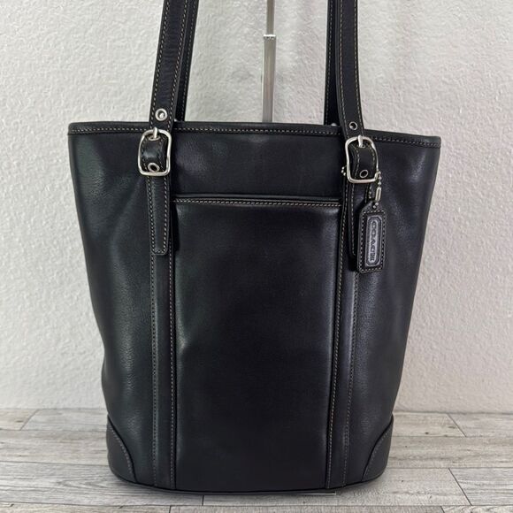 Coach Vintage Hampton Legacy Black Leatherware Tote - Picture 1 of 15